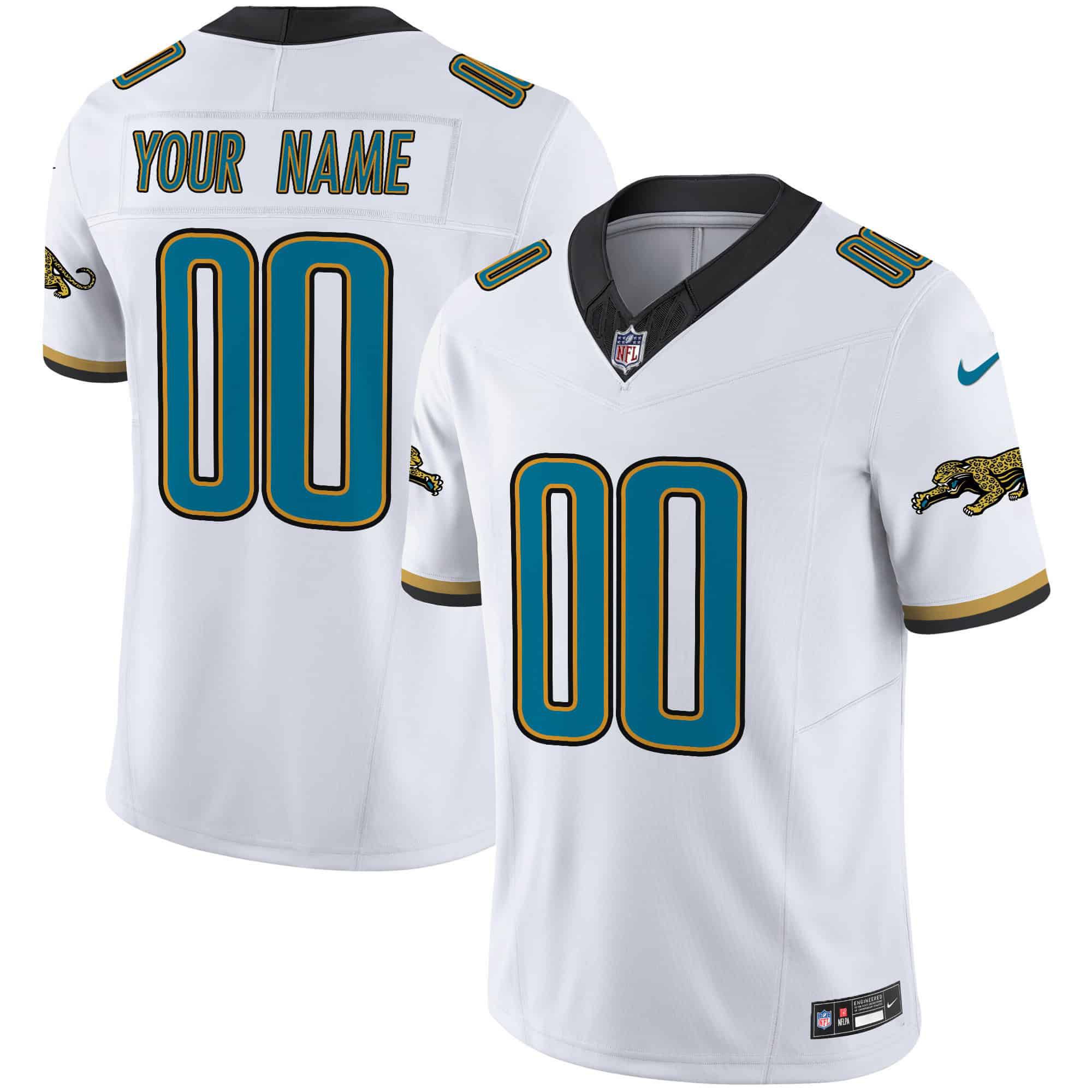 Men Jacksonville Jaguars White 2024 Nike Throwback Vapor Limited Custom NFL Jersey